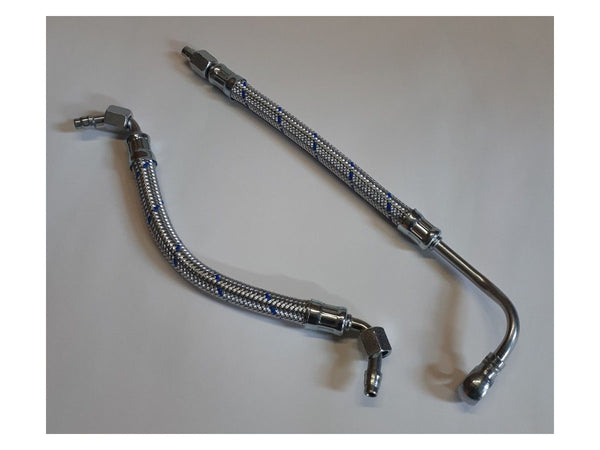 Porsche 356 Inlet oil line 53907818 and Outlet line 53907826 Blue Braided