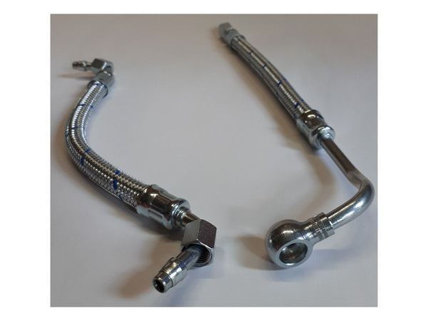 Porsche 356 Inlet oil line 53907818 and Outlet line 53907826 Blue Braided