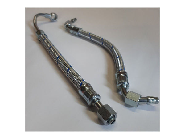 Porsche 356 Inlet oil line 53907818 and Outlet line 53907826 Blue Braided